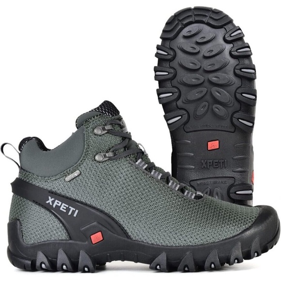 〽️Men\'s Grey new Terra Mid Waterproof Rubber Sole Hiking Boots